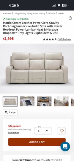 Flexsteel Leather Couch with Massive Upgrades
