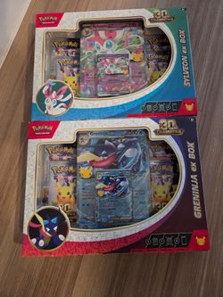 Pokemon 30th Anniversary Celebration Sylveon & Greninja ex Box Lot Of 2 Sealed