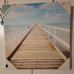 Beach Pier Sea Summer Canvas Landscape Wall Art Picture 20" L x 20" W
