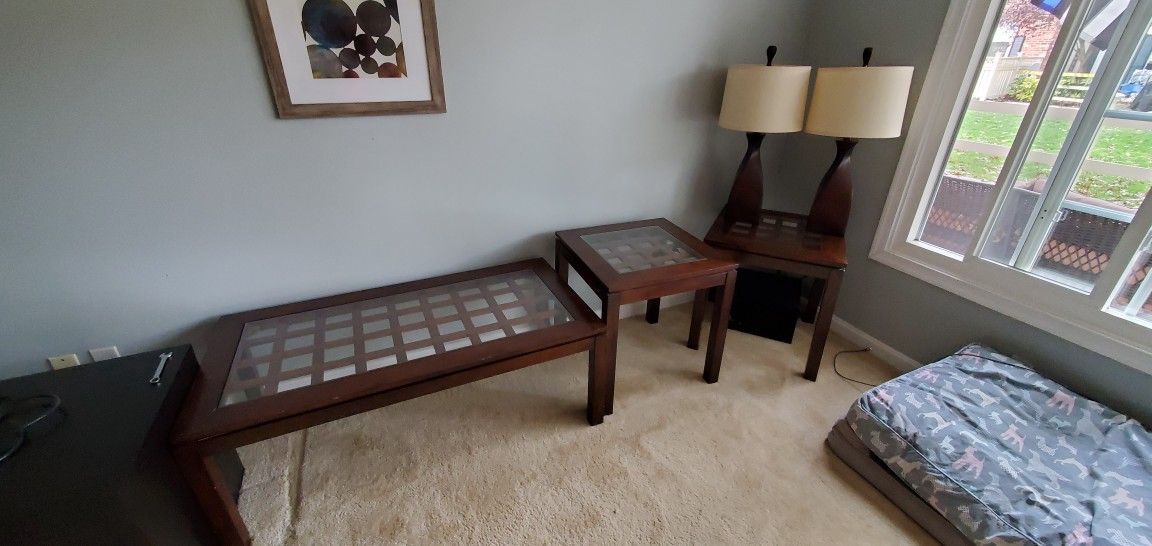 Coffee Table Set w/2 Lamps