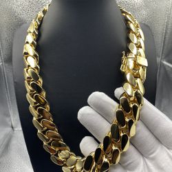 Miami Cuban Link with big lock, Thick 24 mm handmade, Efficient Super Gold Plated 7 times