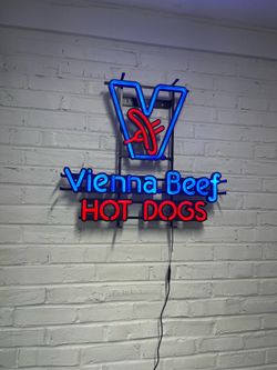 Vienna, Beef hotdog sign, vivid neon with dimmer switch
