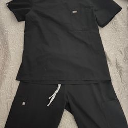 FIGS Cargo Scrubs Black LG