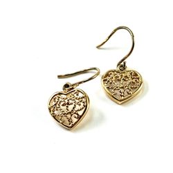 925 Silver Gold Vermeil Heart Filigree Earrings