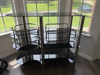 Modern Glass & Chrome Bar Cart / Étagère — Statement Piece