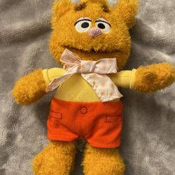 DISNEY MUPPET BABIES FOZZIE BABY BEAR Stuffed Plush 13" w/beanie & bow
