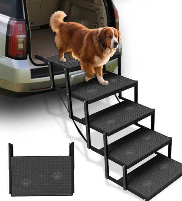 Dog Stairs for Car, Dog Steps for Car with Upgraded Load-Bearing Capacity, Dogs Stairs for Large Dogs, Pet Steps, 5 Steps
