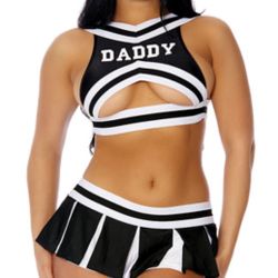 sexy lingerie porn images Goth Cheerleader 5 Piece Costume Set - Black/White main image 1