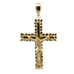Men’s 10k Yellow Gold Large  3” Inch Gold Nugget Cross Crucifix Pendant For Necklace GP3128282