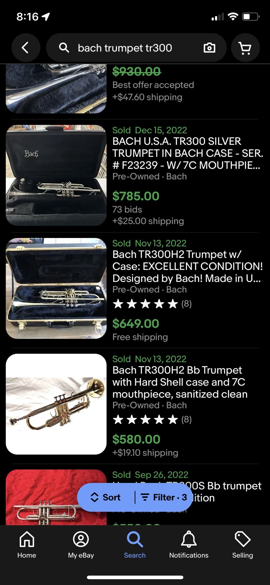 Bach Trumpet Model TR300H2 Silver & Vincent Bach Mouthpiece - Great Shape w/Case