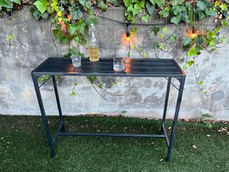 Outdoor Bar Table – 47” Patio Counter Table – Black Metal Frame