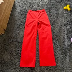 New red wide leg pants work large