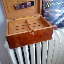 A wooden cigar box