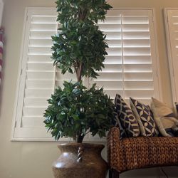 6.5ft  Artificial Tree Topiary with Planter—$80 OBO