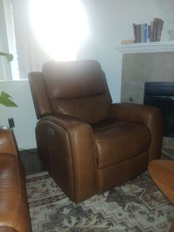 Brown leather sofa