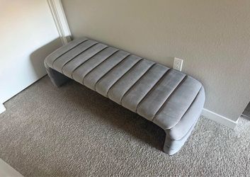 Grey suede bench