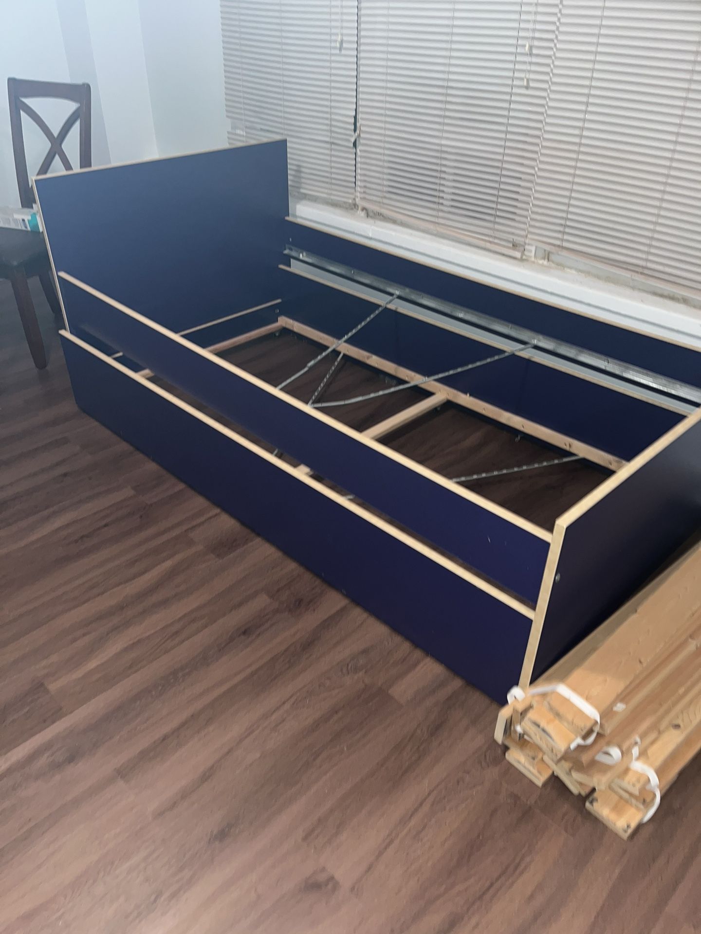 Twin Bed with underneath bed- No mattresses