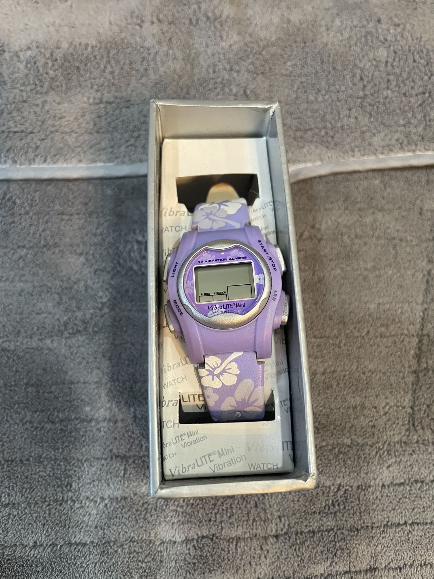 Global VibraLITE MINI Vibrating Watch with Purple Flower Band