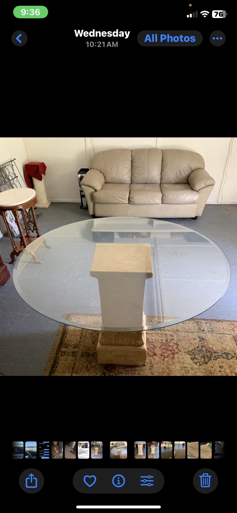 Beveled Glass Top Pedestal Table