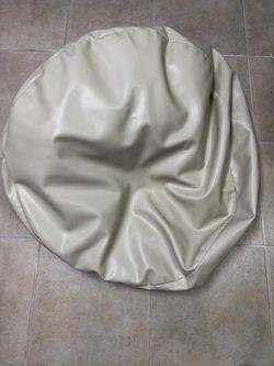 Round Cream Faux Leather beanbag