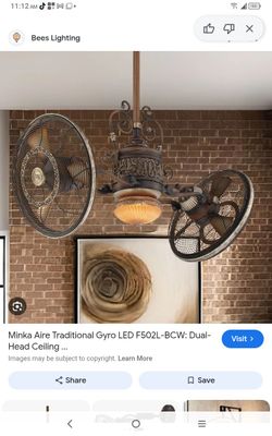 Minka Aire Traditional Gyro Dual Head Ceiling Fan with Light – Excellent Condition