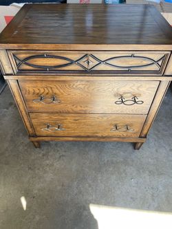 Dresser / bachelor's chest/accent 3 drawer dresser with power strip and usb port with light on the bottom.