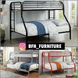 Twin Over Full Metal Bunk Bed W. Orthopedic mattresses 