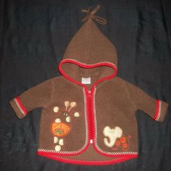 Hanna Andersson Boys 50 0-3M Best Ever Fleece Giraffe Elephant Jacket