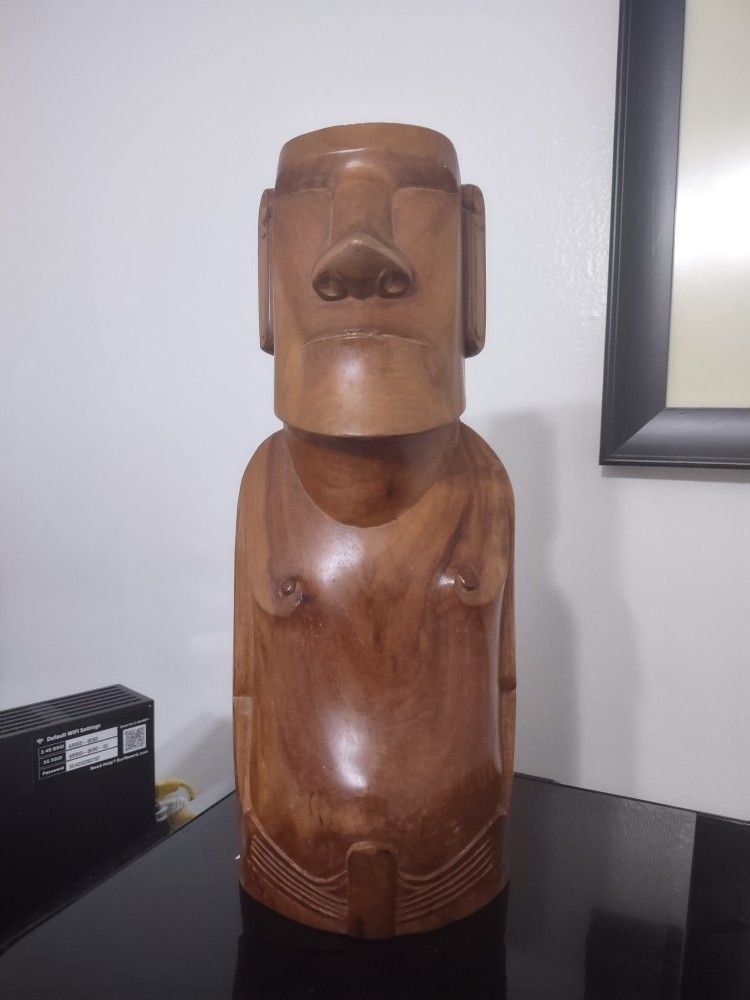 12"Large Moai Rapa Nui in chiseled precious wood - Easter Island - Pacific collection - Tribal art; Weight 3lb