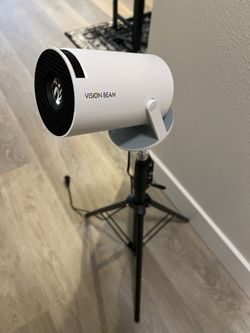 Vision Beam Projector, Screen, Stand, Bluetooth Speaker, And Case