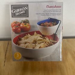 Chip And Dip Set With Metal Rack