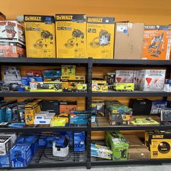 SHELVES FULLY STOCKED Tools, Patio, Tents, Trimmers, Mowers, Fans, Lighting, Compressors, Shop Vacs
