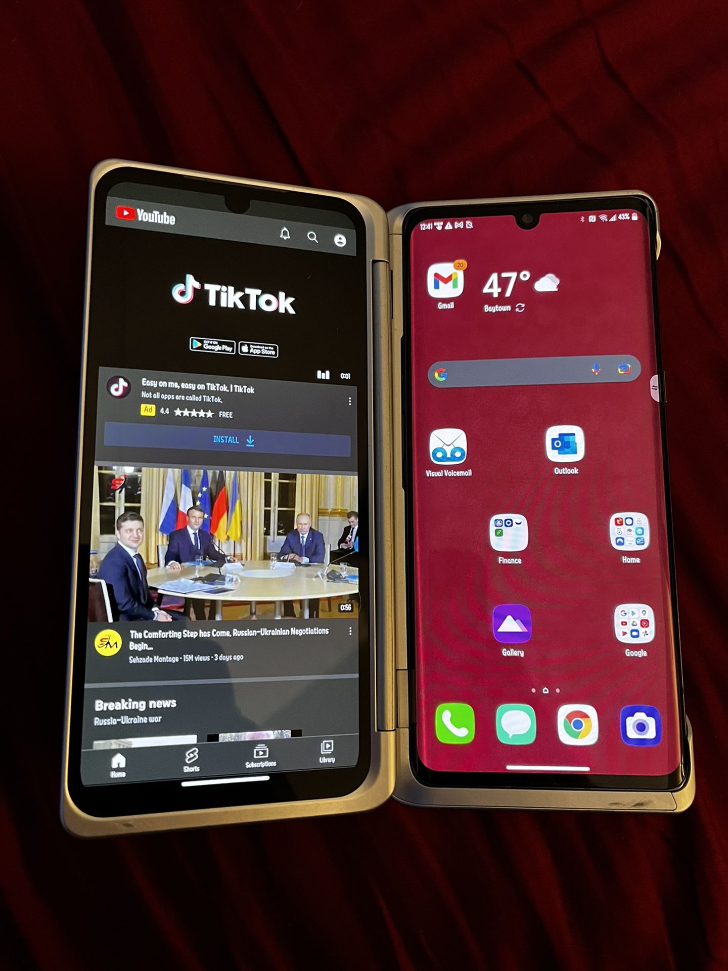 Unlocked LG Velvet With Dual Screen Case