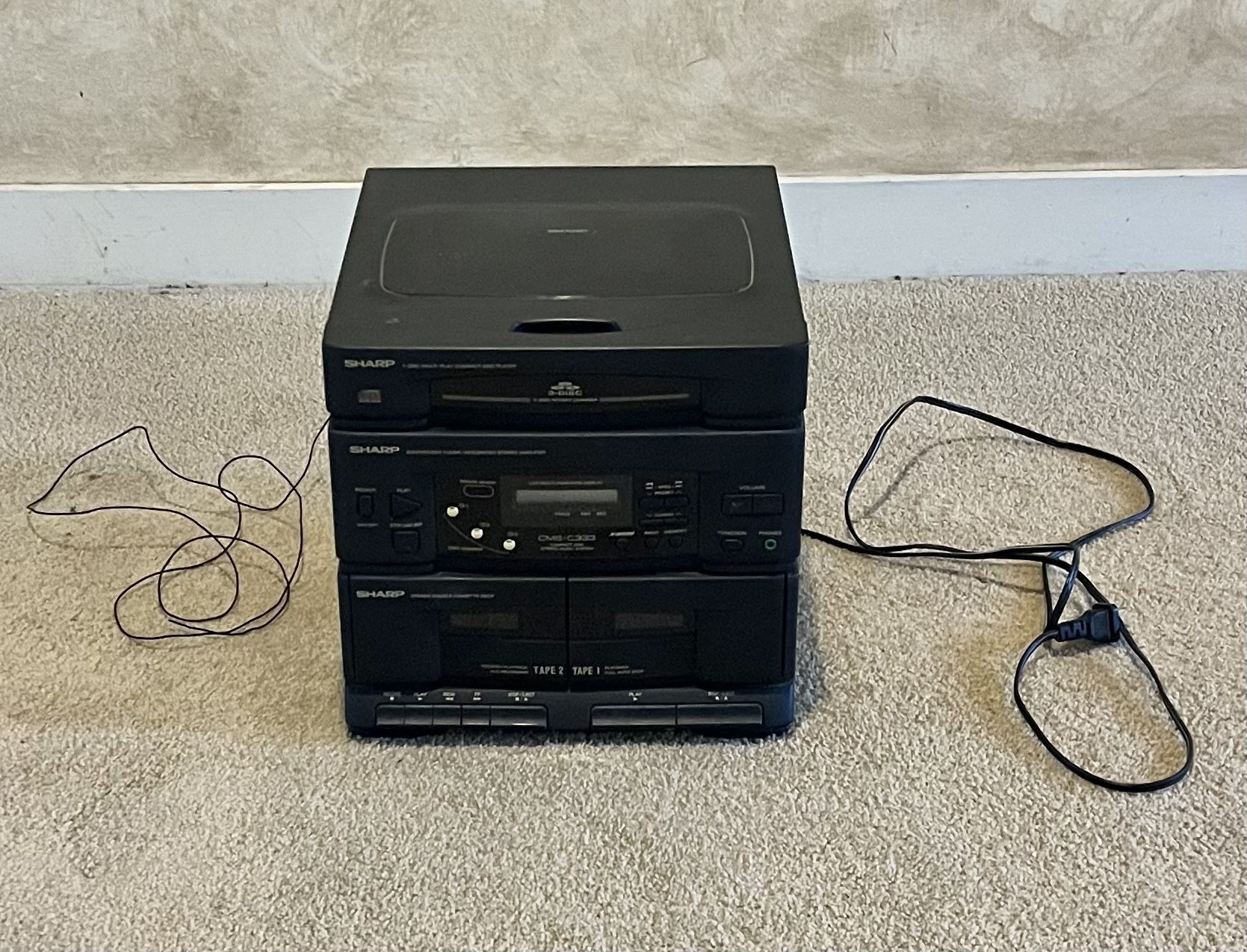 Sharp CMS-C333 Compact Disc Music Stereo System 3-Disc CD (Speakers not included)