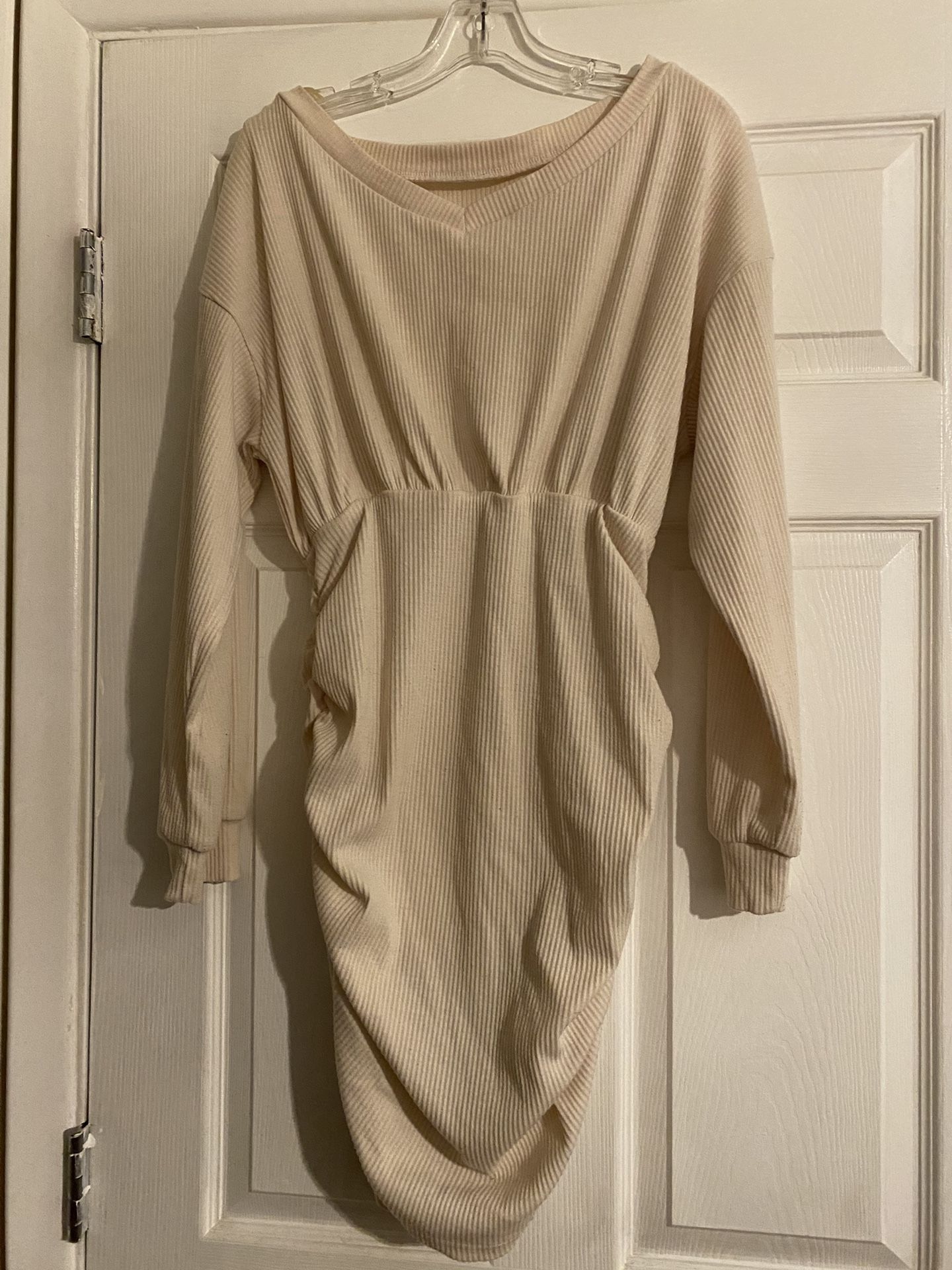 Ribbed Cream Dress