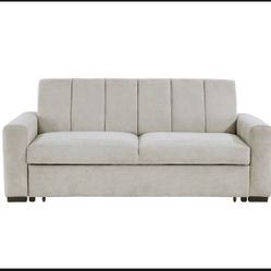 Mackay Light Grey Fabric Convertible Futon Sleeper Sofa Bed