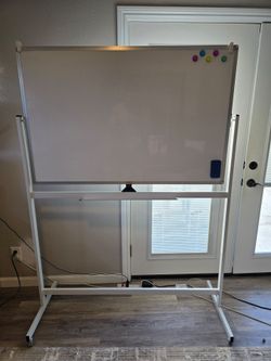 Large Rolling Whiteboard - Dry Erase Magnetic 47 x 31 Inches
