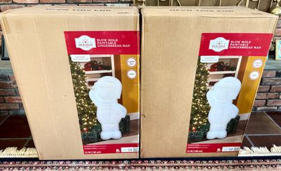 2 New Holiday Time Blow Mold, Paintable Gingerbread Man 55” Lights Up
