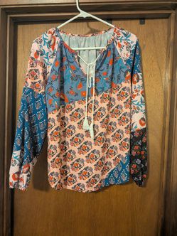 Velva Sheen Multi-Colored Floral Bohemian blouse