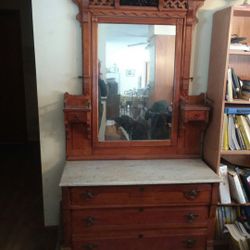 Antique Victorian Eastlake Birdseye Maple And Quilted Maple Dresser One-Of-A-Kind