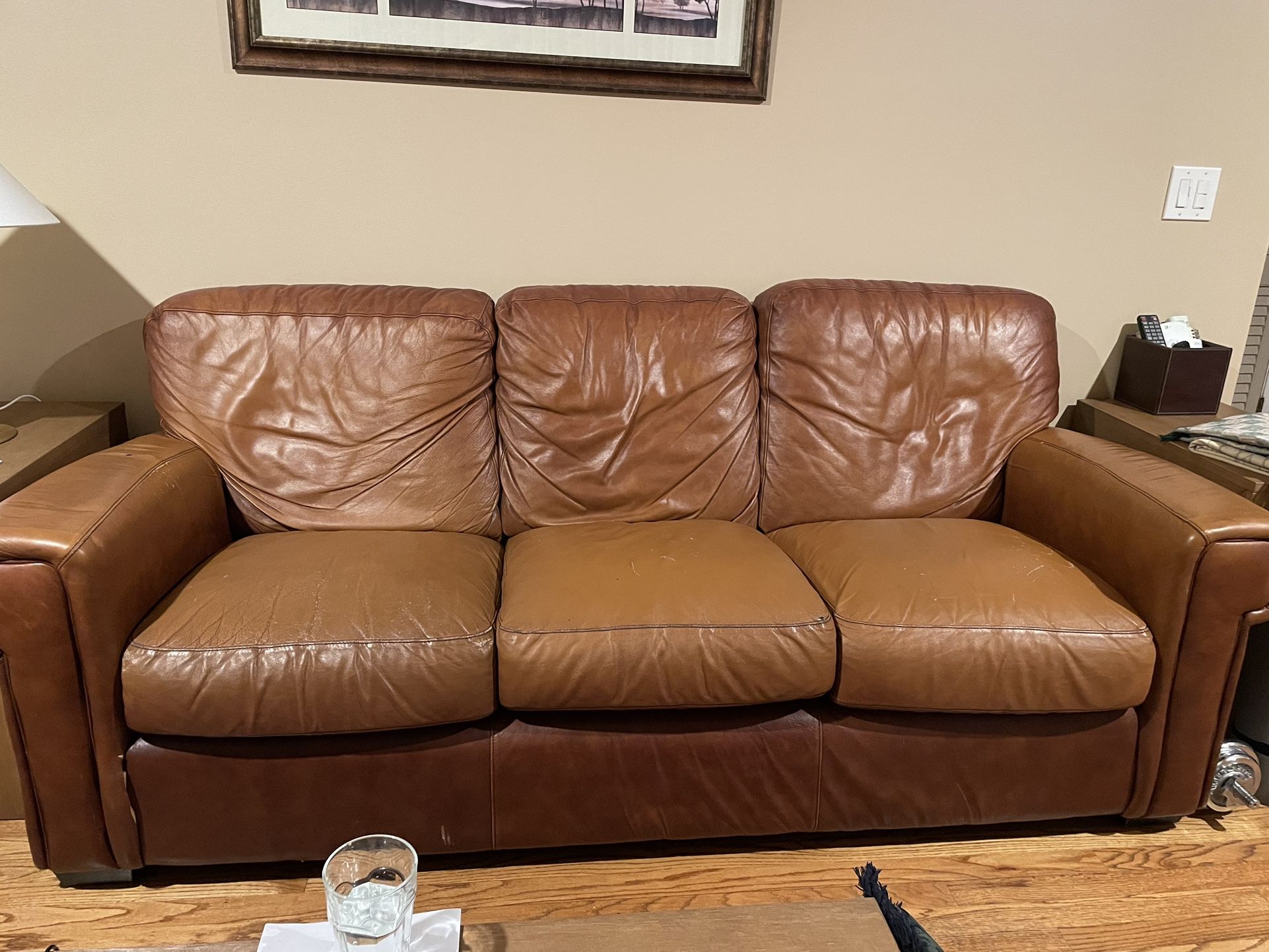 Leather Couch Sofa Three Seater  FREE