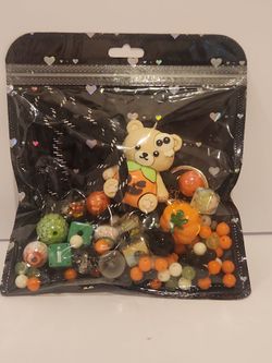 Diy Beaded keychain halloween teddy bear with beads and rope mix