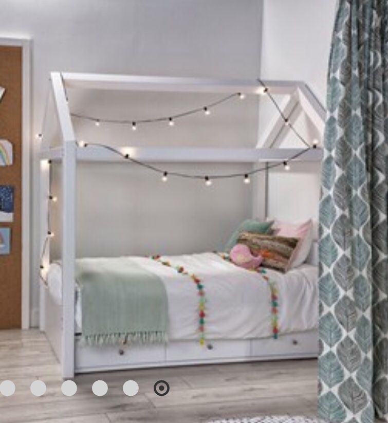 Taylor White Twin Canopy House Bed With Trundle