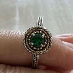 Beautiful Ring 925 Silver And 14k Gold 