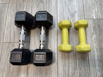 Dumbbell Set – 2 x 15 lb + 2 x 5 lb Weights (40 lbs Total) - like NEW - NEVER USED
