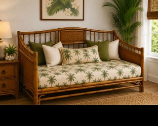 Vintage Bamboo & Rattan Twin Daybed
