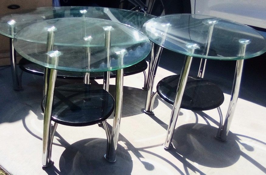 Glass Coffee Table& Matching End Tables.