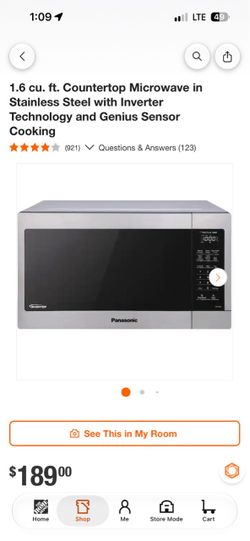 1.6 cu. ft. Countertop Microwave in Stainless Steel with Inverter Technology and Genius Sensor Cooking