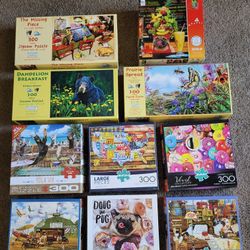 AT A BARGAIN PRICE! TEN (10) 300-Piece Jigsaw Puzzles (Large Size Pieces) 