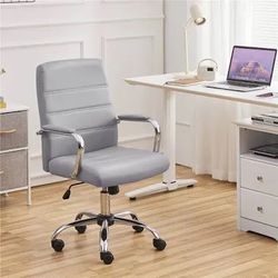 Light Gray Office Chair | Mid-Back | PU Leather | Executive 